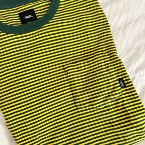 Vans Green and Yellow Striped T-Shirt